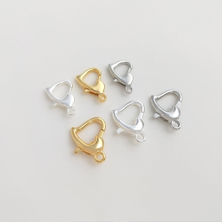 14k gold-plated light gold heart-shaped spring lobster clasp