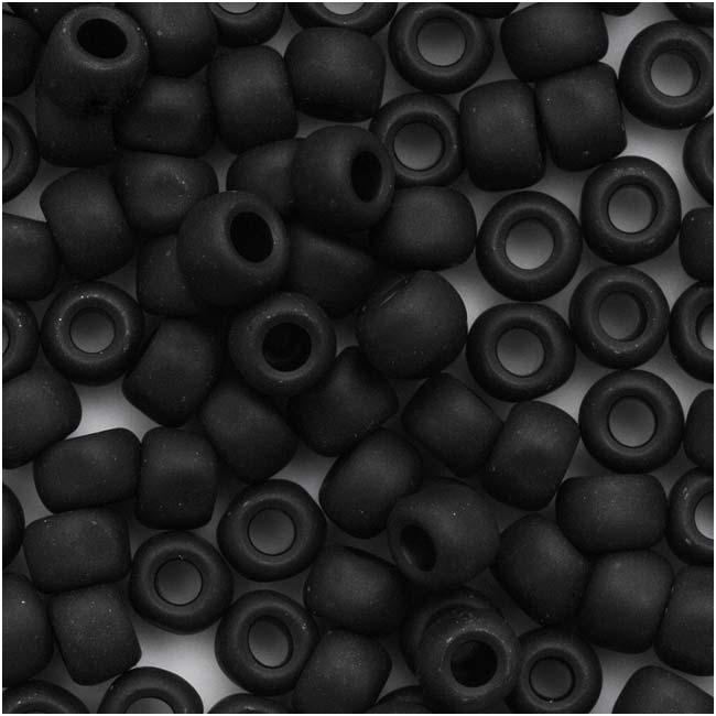 Toho Round Seed Beads 6/0 49F 'Opaque Frosted Jet' 10 Gram Tube
