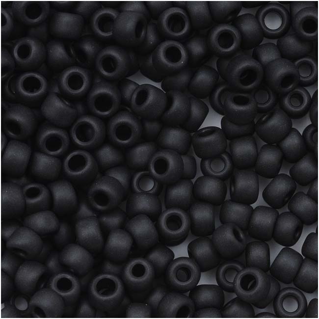 Toho Round Seed Beads 8/0 49F 'Opaque Frosted Jet' 10 Gram