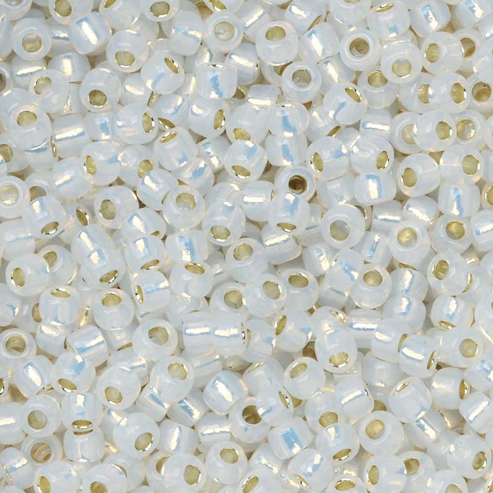 Toho Seed Beads, Round 8/0 #2100 'Silver Lined Milky White' (10 Grams)