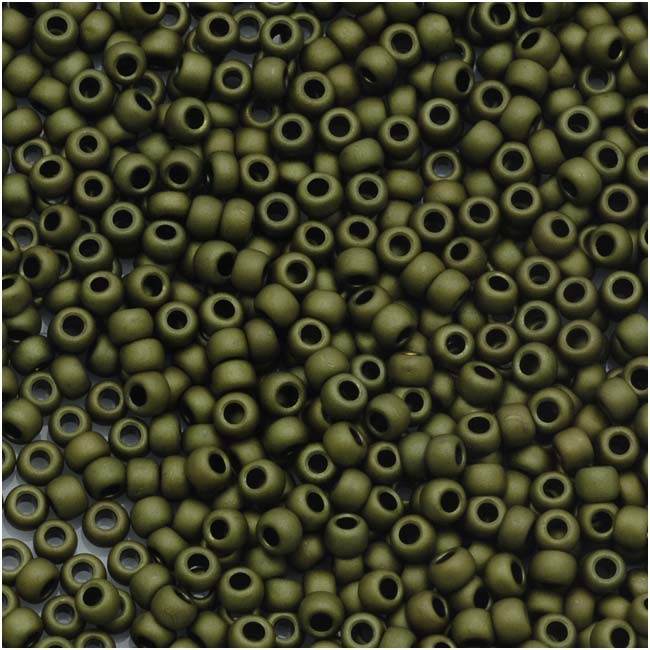 Toho Round Seed Beads 11/0 #617 'Matte Dark Olive' 10g