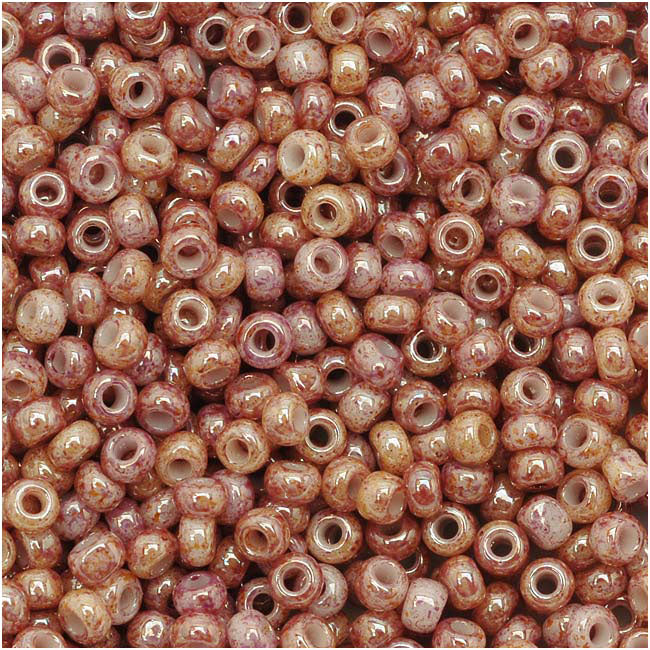 Toho Round Seed Beads 11/0 1201 'Marbled Opaque Beige/Pink' 5 Gram Tube
