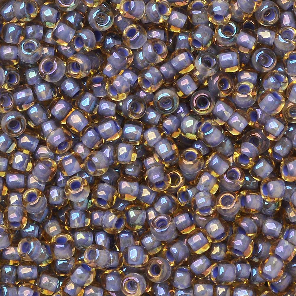 Toho Seed Beads, Round 8/0 #926 'Light Topaz/Opaque Lavender Lined' (10 Grams)