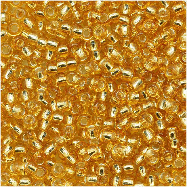 Toho Round Seed Beads 11/0 #22B 'Silver Lined Med Topaz' 10 Gram Tube