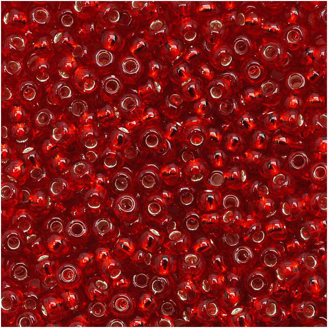 Toho Round Seed Beads 11/0 25C 'Silver Lined Ruby' 10 Gram Tube