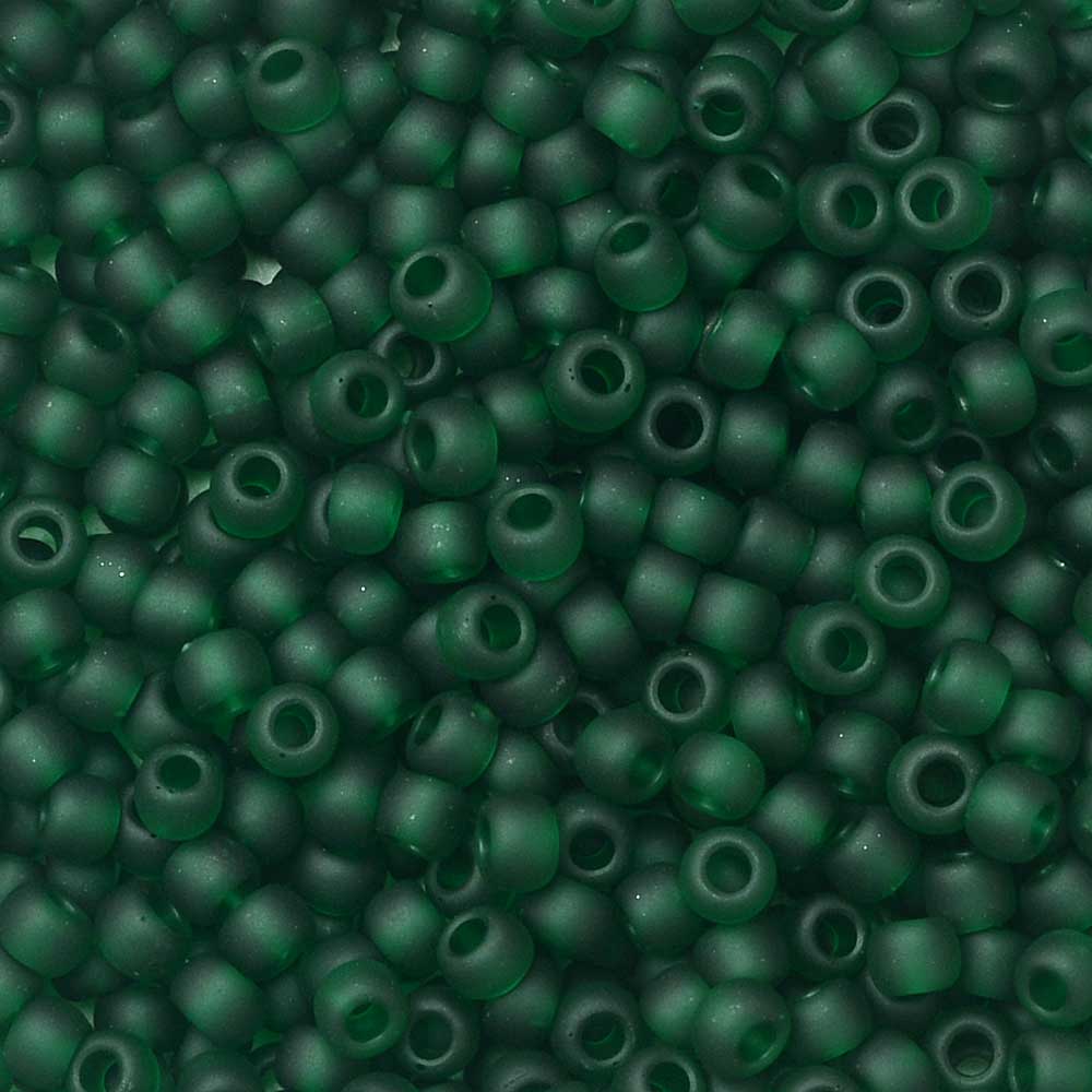 Toho Seed Beads, Round 11/0 #939F 'Transparent Frosted Green Emerald' (4 Grams)