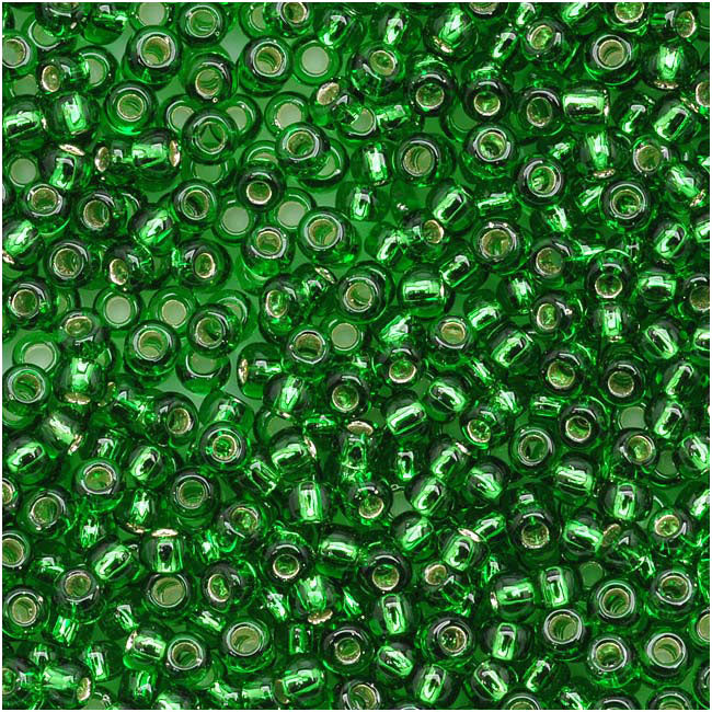Toho Round Seed Beads 11/0 #27B 'Silver Lined Grass Green' 10 Gram Tube