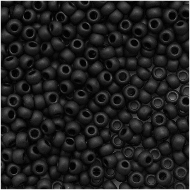 Toho Round Seed Beads 11/0 49F 'Opaque Frosted Jet' 10 Gram