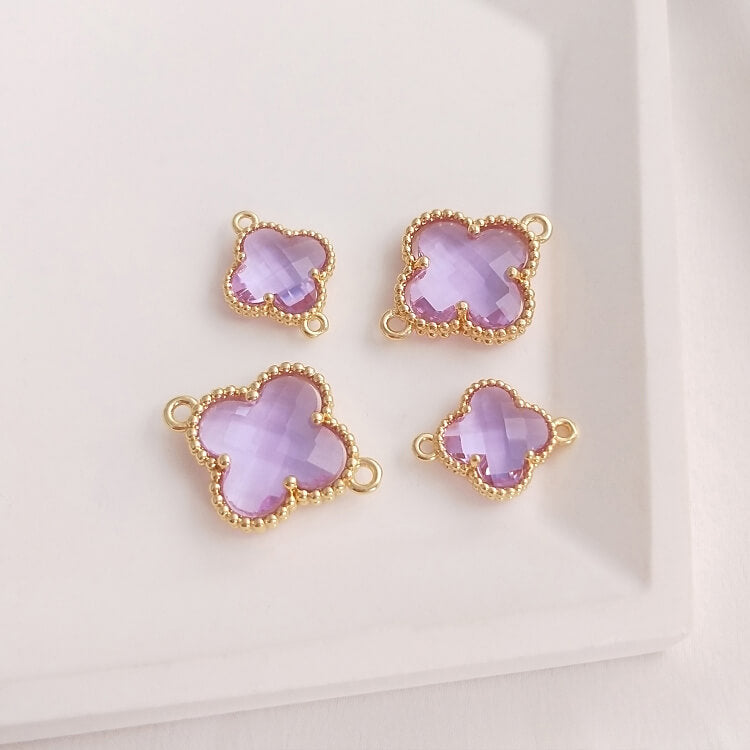 Crystal zirconium four-leaf clover DIY double hanging accessories
