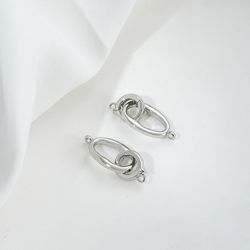 14K gold-plated special-shaped oval double ring pendant bails