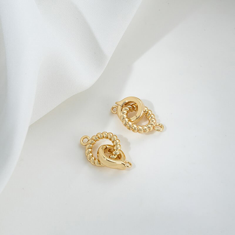 14K gold-plated special-shaped oval double ring pendant bails