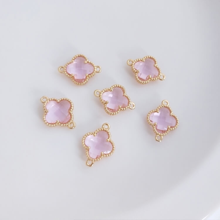 Crystal zirconium four-leaf clover DIY double hanging accessories