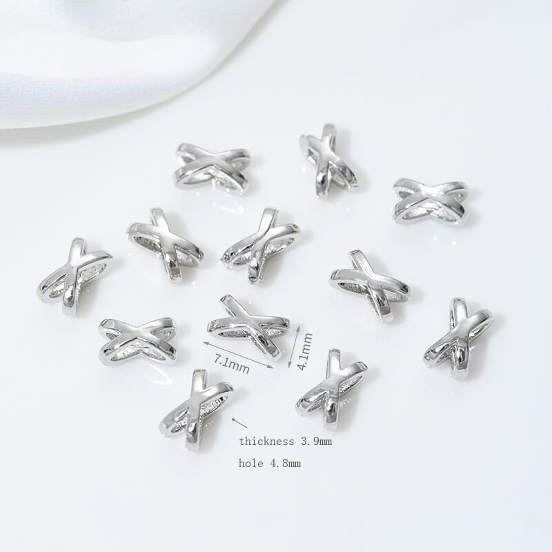 Four-pointed star beads, knotted ball spacer beads 14k gold-plated
