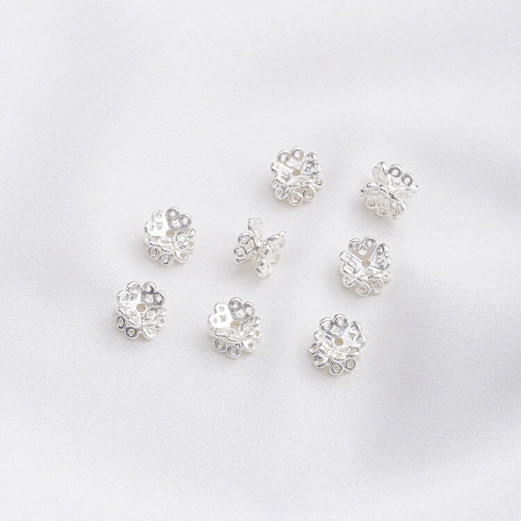Hollow flower-shaped double-sided torus 14k gold and silver
