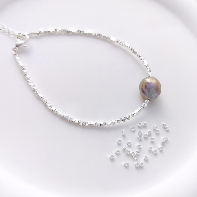 Small gold and silver pieces, small square beads Copper-coated 14K real gold, thick silver