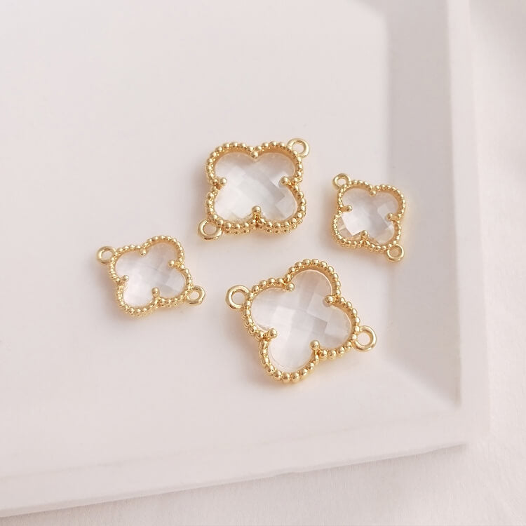 Crystal zirconium four-leaf clover DIY double hanging accessories
