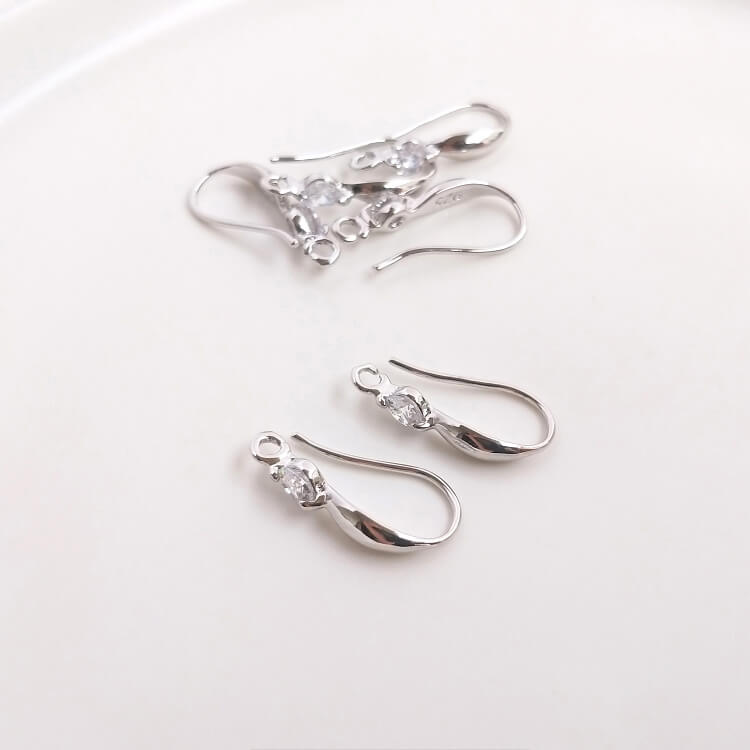 Earring Hooks – Big Zircon Stone Dangle DIY Earring Findings, Hypoallergenic Jewelry Supplies(1 pair)