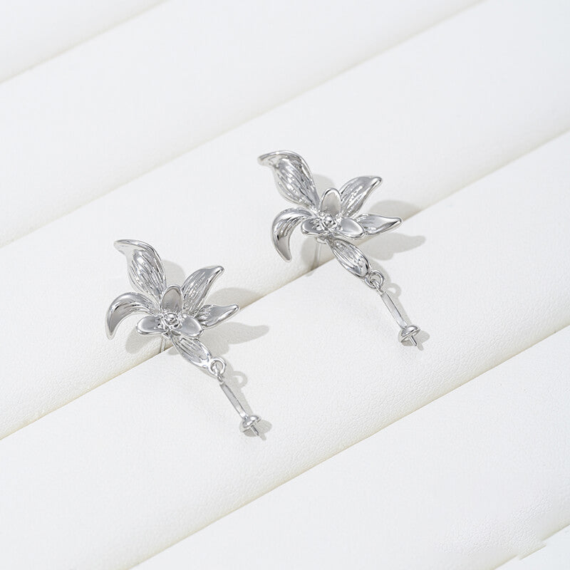 Earring Studs – Iris Drop Bezel DIY Earring Findings, 14k gold-plated&white k