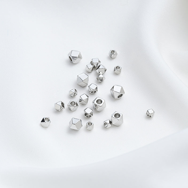 White k 14K gold-plated cut corner beads polygonal cut loose beads 10 pcs