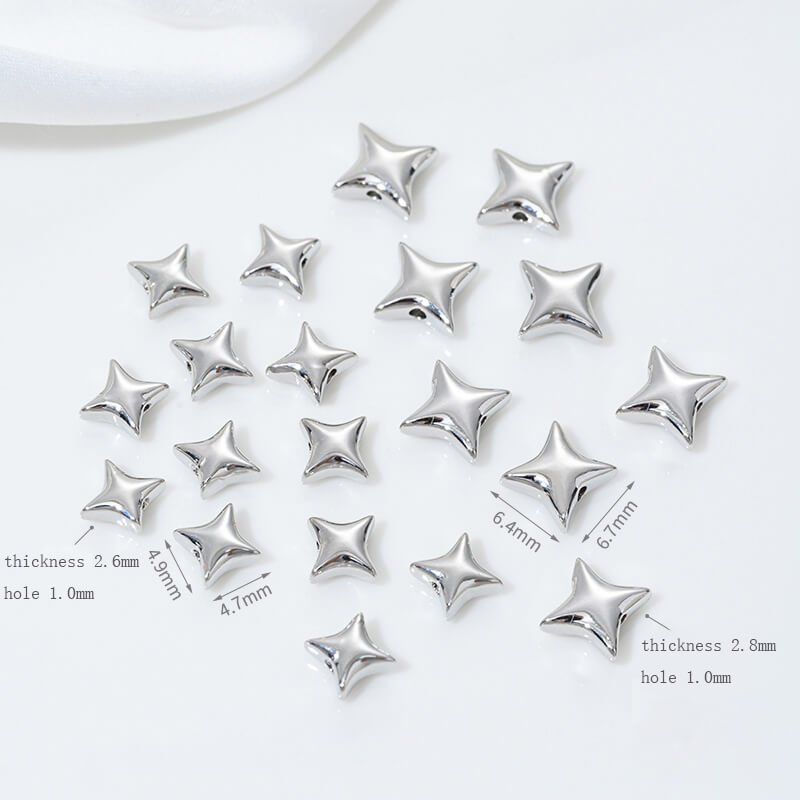 Four-pointed star beads, knotted ball spacer beads 14k gold-plated