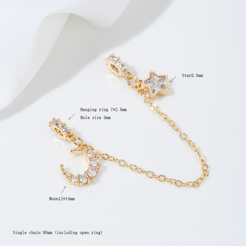 Safety Chain，Star Moon Snowflake，14k gold-plated