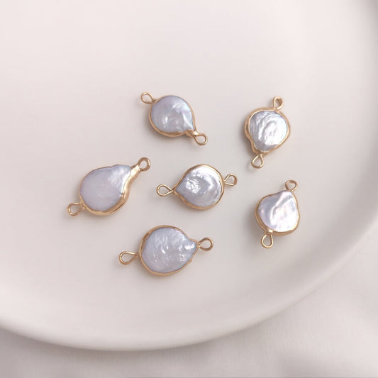 Baroque Pearl Pendant 11×20mm Double-Hole Gold