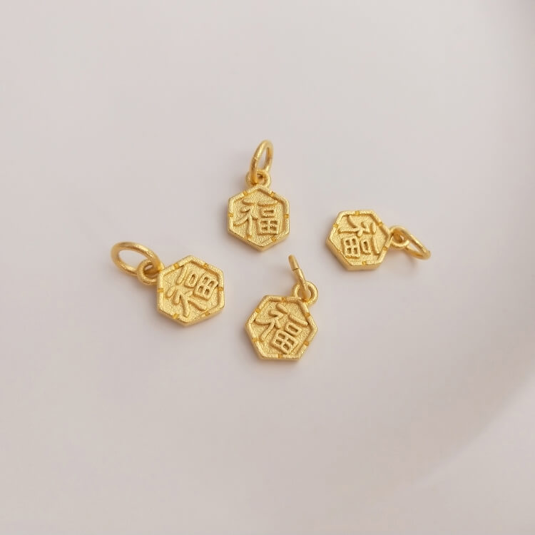 Gold sand beads peach blossom pendant abacus blessing pendant