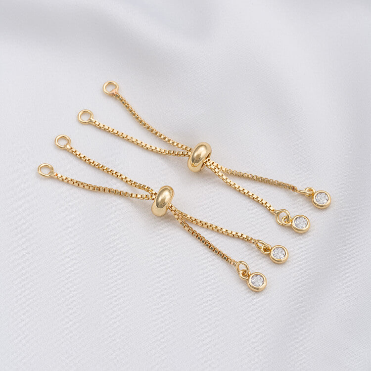 Copper-clad 14k real gold silicone beads 6cm adjustable extension chain
