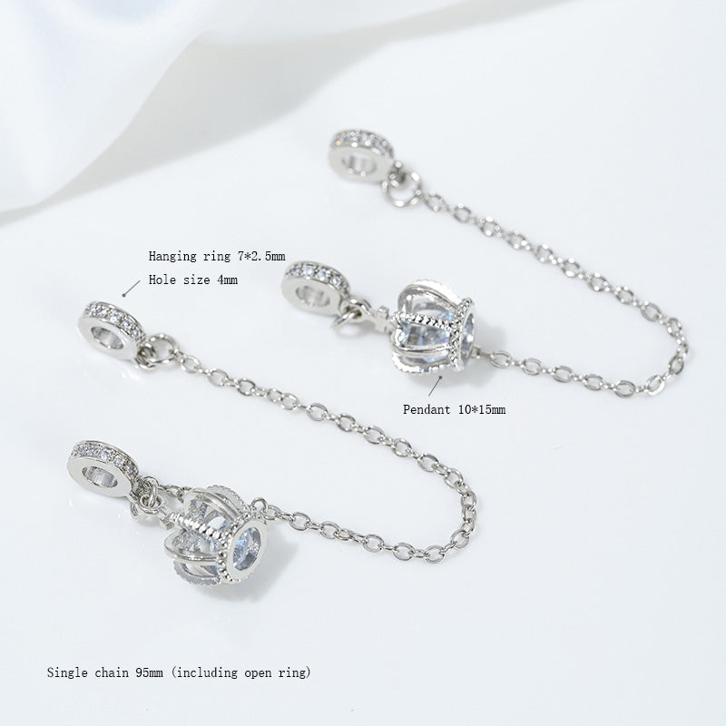 Safety Chain，Tassel Planet Moon Snowflake Butterfly Pendant，White Gold Plated Brass