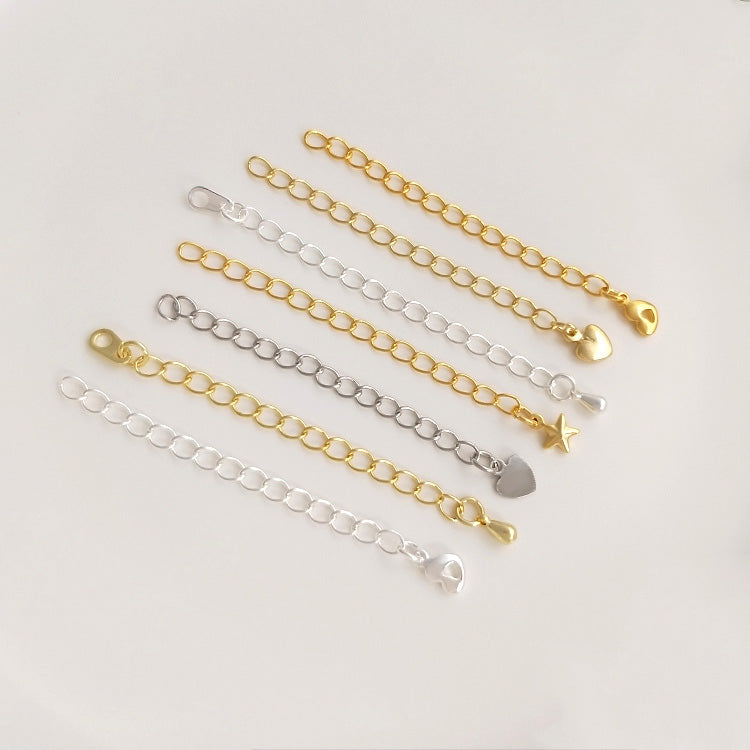 Tail chain, copper plated 14K18K real gold silver water drop, heart-shaped