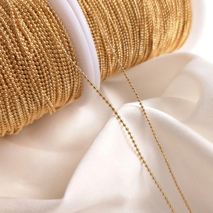 Bead chain, 14k gold-plated bean chain（1 meter）
