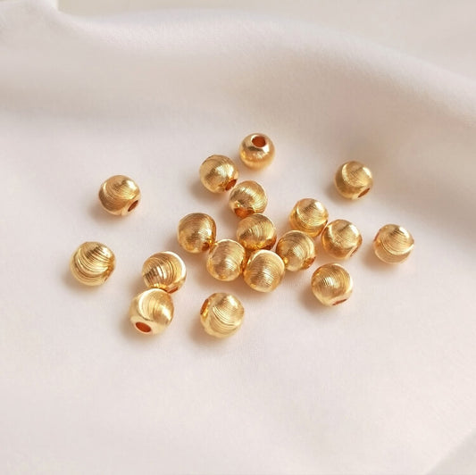 14K gold-plated cat's eye round beads 10 50 pieces