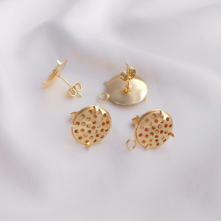 14K gold-plated color-preserving showerhead disc with hanging ear pin