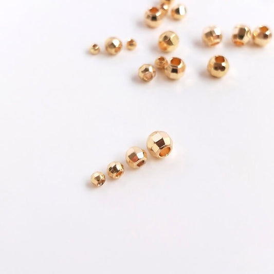 14K gold-plated faceted laser beads cut corners loose beads