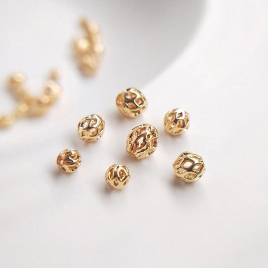 14K gold-plated hollow beads
