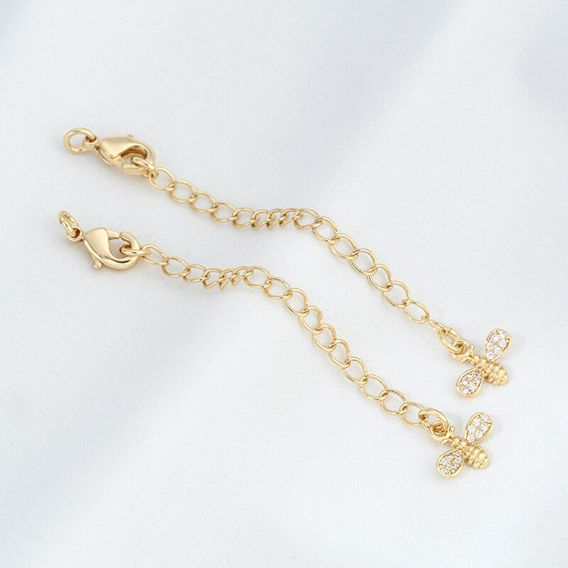 Lobster Clasp Extender，14K Gold Plated CZ Heart Clover Star Drop Chain Extender