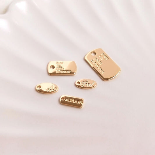 14k gold-plated color-preserving engraved letters oval rectangular label small hangtag