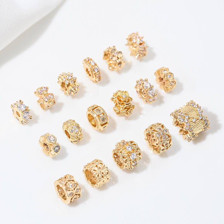 14k gold-plated snowflake spacer beads