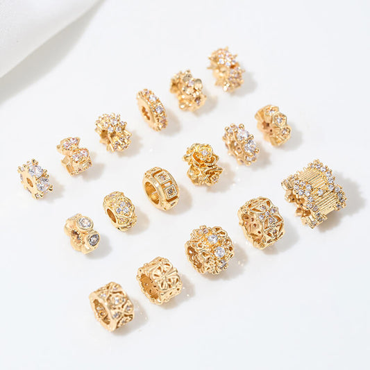 14K gold-plated zircon spacer beads