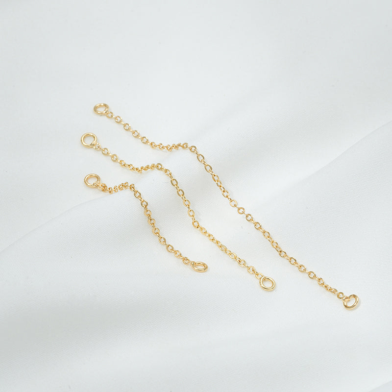 Extender chain, double closed loop, 14k gold &18k gold & white gold & silver