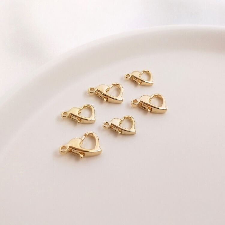Lobster clasp heart shape, 7x10mm