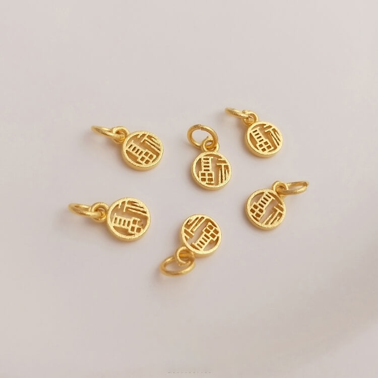 Gold sand beads peach blossom pendant abacus blessing pendant