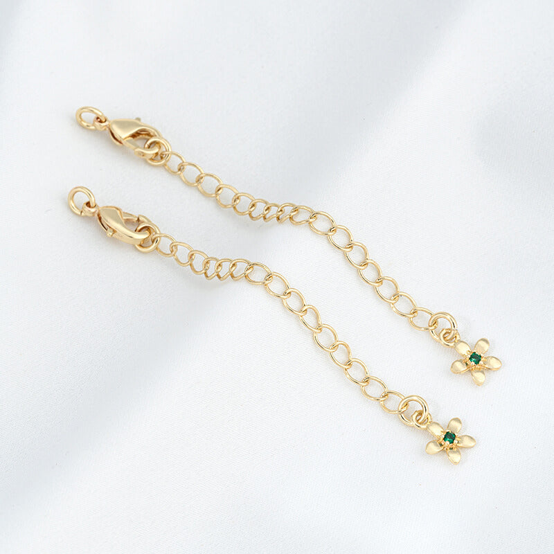 Lobster Clasp Extender，14K Gold Plated CZ Heart Clover Star Drop Chain Extender