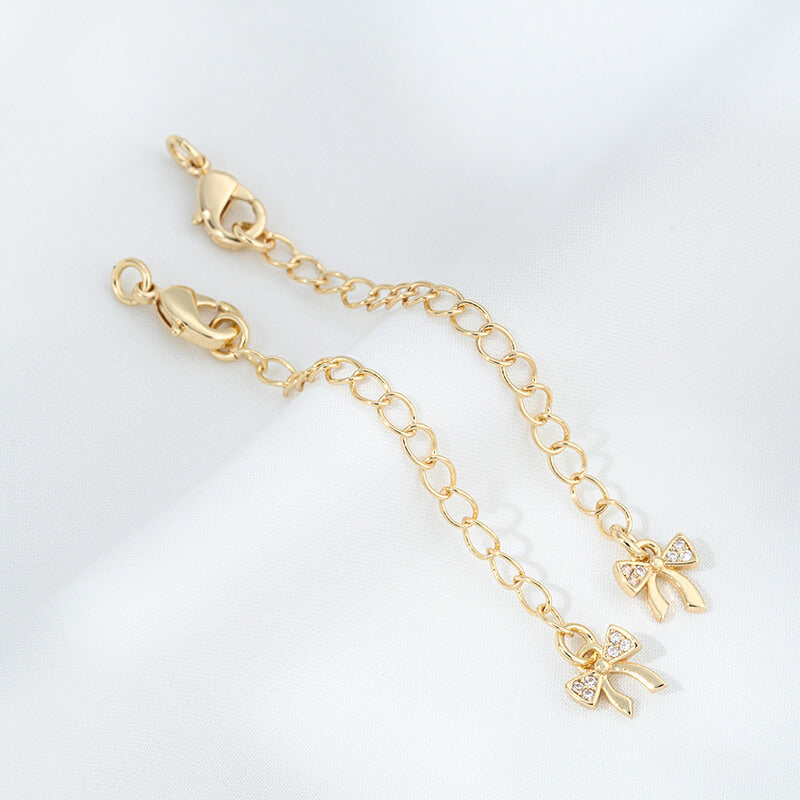 Lobster Clasp Extender，14K Gold Plated CZ Heart Clover Star Drop Chain Extender