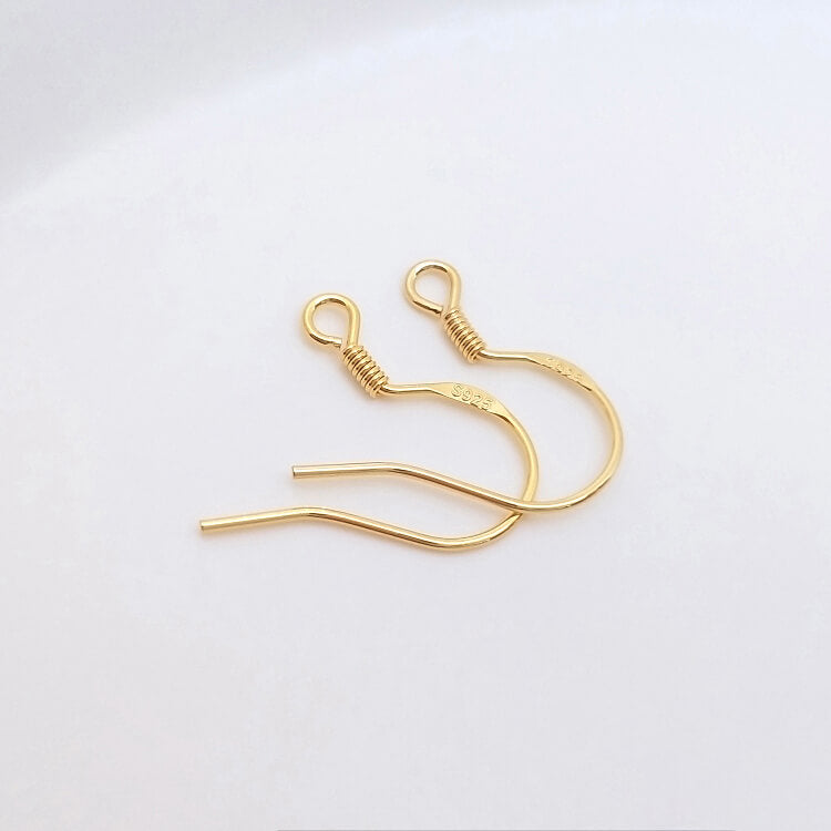 S925 pure silver ear hooks plated with 18K real gold, white gold and 14K gold