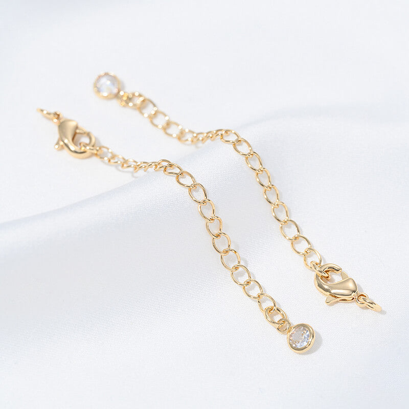 Lobster Clasp Extender Chain，Heart & Teardrop Zircon Inlay Pearl Clasp