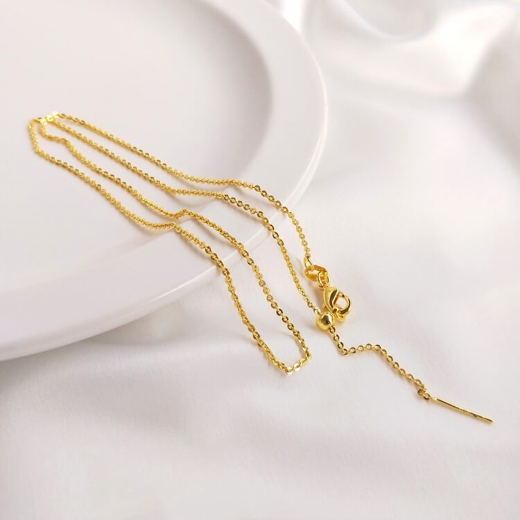 Copper 18K real gold white gold rose gold clavicle chain thin adjustable bracelet O-shaped universal chain