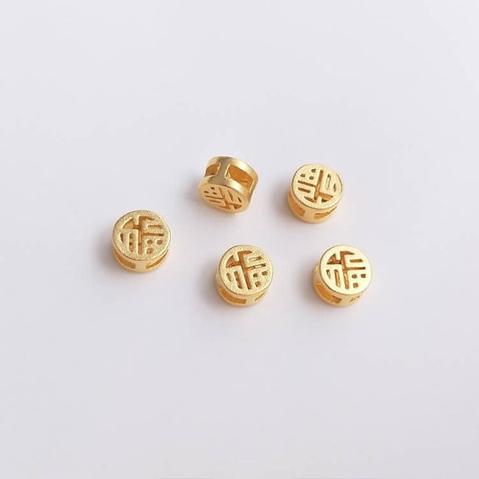 Gold pendant hollow carved spacer beads blessing word lantern flower ball