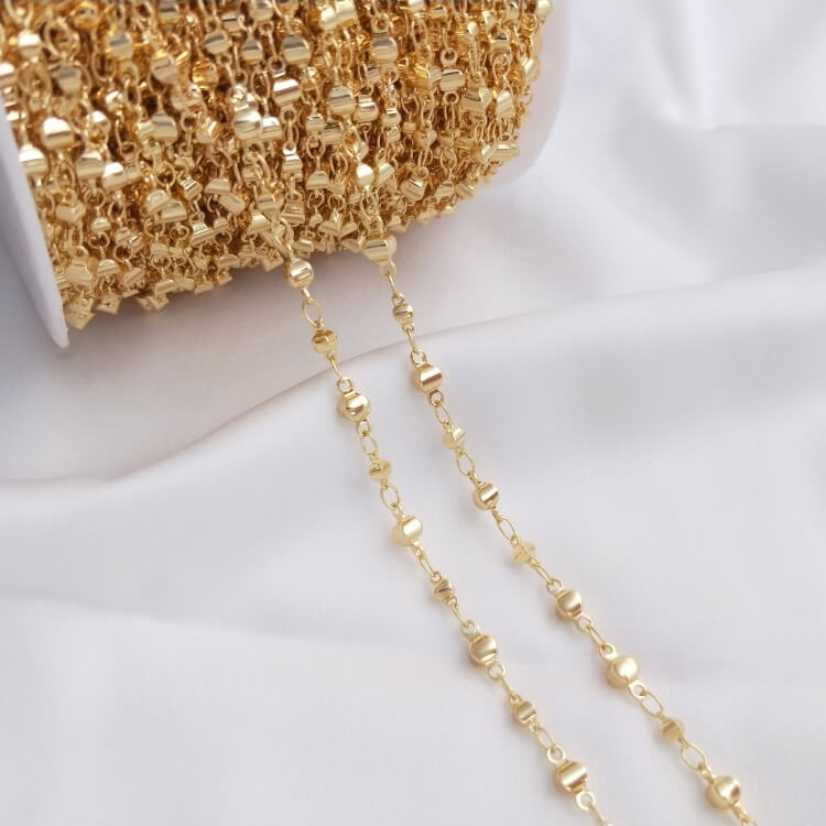 Pure copper hollow flower-shaped heart-shaped chain bean loose chain