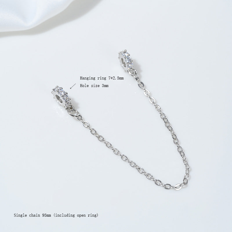Safety Chain，Tassel Planet Moon Snowflake Butterfly Pendant，White Gold Plated Brass